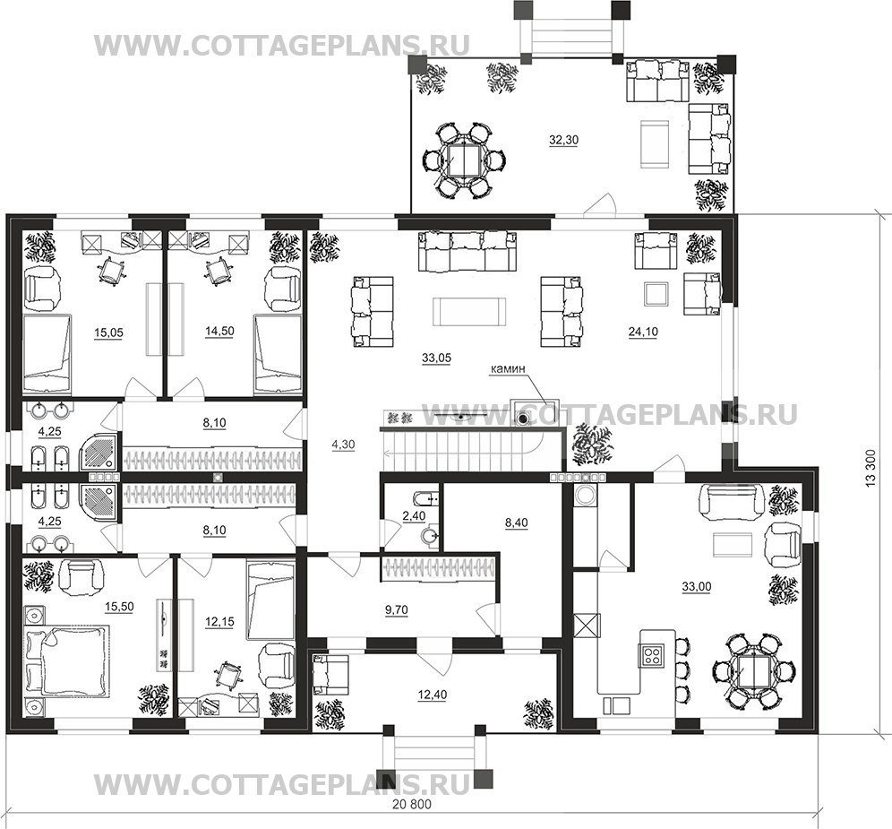 Поэтажные планы проект дома 08-02 общ. площадь 426,20 м2