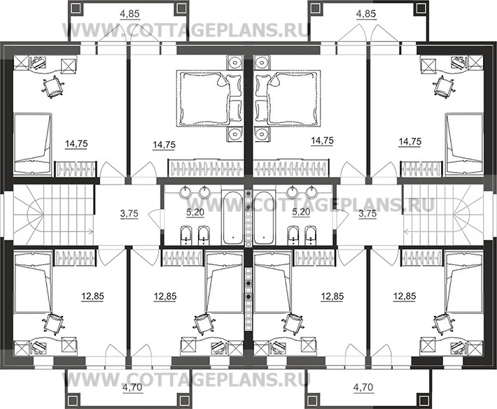 Поэтажные планы проект дома 26-67 общ. площадь 389,80 м2