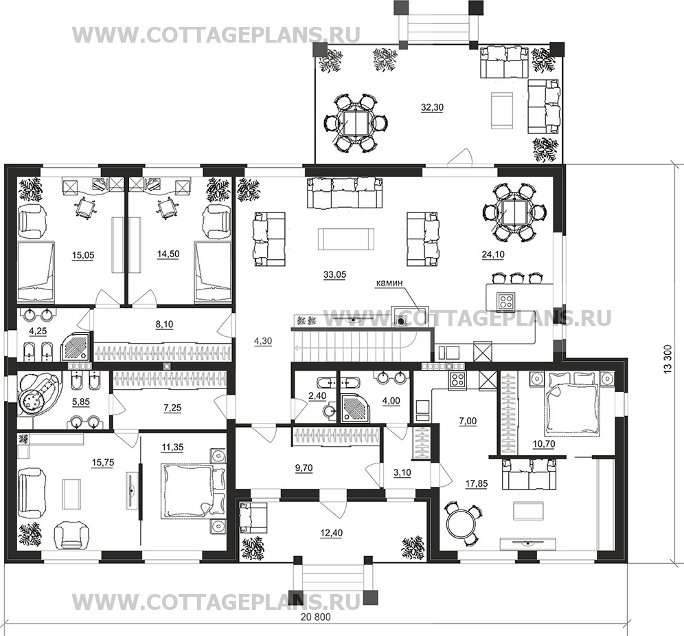 Поэтажные планы проект дома 91-02 общ. площадь 426,20 м2