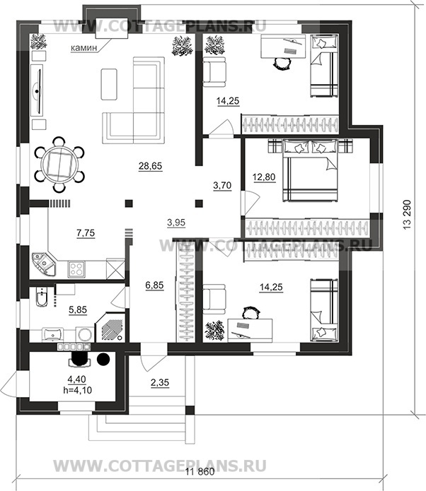 Поэтажные планы проект дома 702-79 общ. площадь 102,45м2