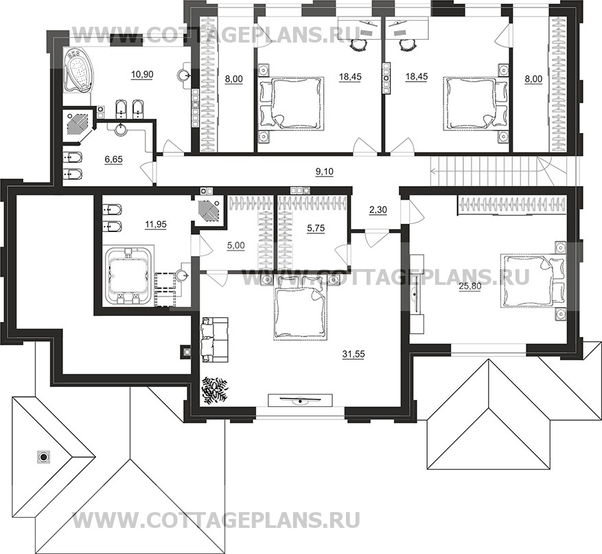 Поэтажные планы проект дома 103-53 общ. площадь 532,2 м2