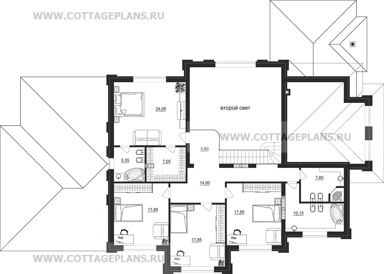 Поэтажные планы проект дома 203-77 общ. площадь 529,4 м2