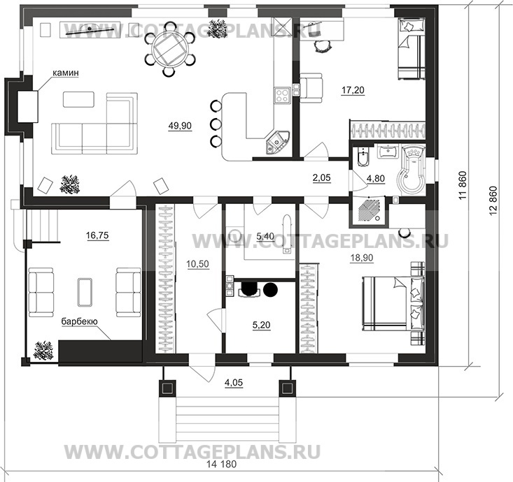 Поэтажные планы проект дома 900-56 общ. площадь 113,65м2
