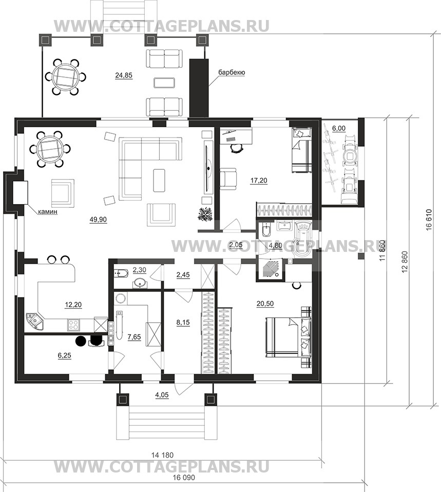 Поэтажные планы проект дома 700-59 общ. площадь 133,45м2