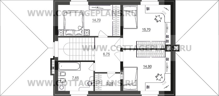 Поэтажные планы проект дома 96-44 общ. площадь 236,30 м2