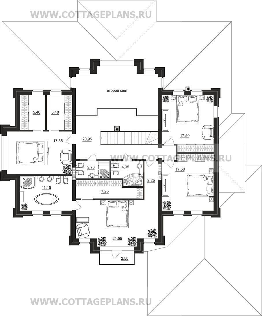 Поэтажные планы проект дома 200-29 общ. площадь 337,35 м2