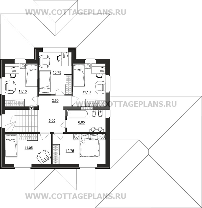Поэтажные планы проект дома 29-75 общ. площадь 194,25 м2