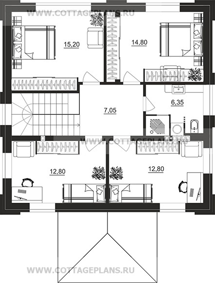 Поэтажные планы проект дома 106-33 общ. площадь 129,00 м2