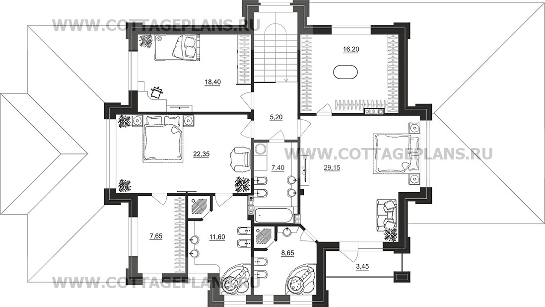 Поэтажные планы проект дома 200-89 общ. площадь 287,40 м2