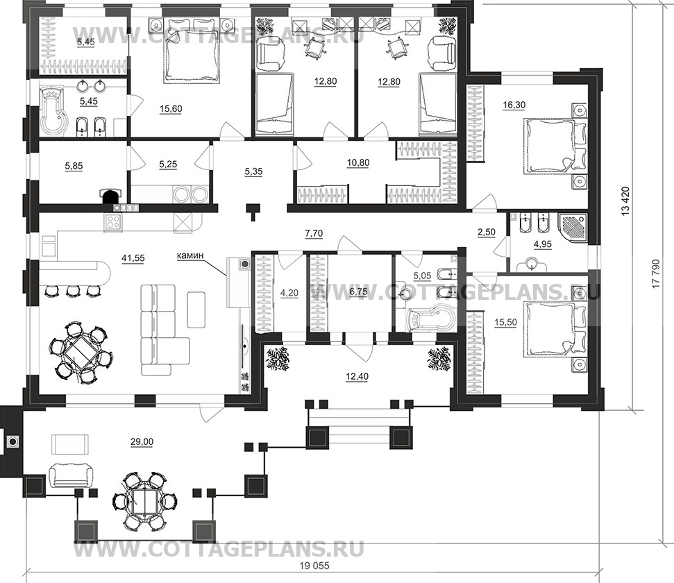 Поэтажные планы проект дома 902-49 общ. площадь 182,20 м2