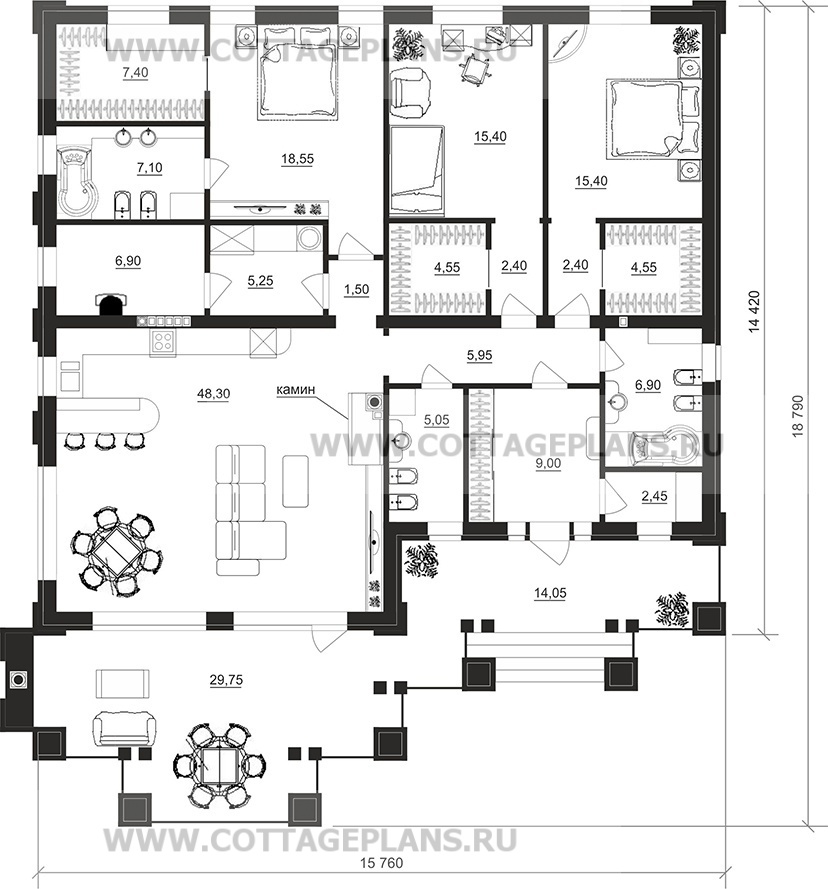 Поэтажные планы проект дома 900-02 общ. площадь 169,00 м2