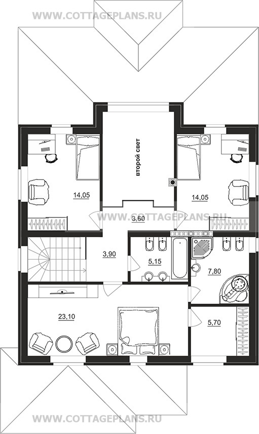 Поэтажные планы проект дома 78-07 общ. площадь 247,35 м2