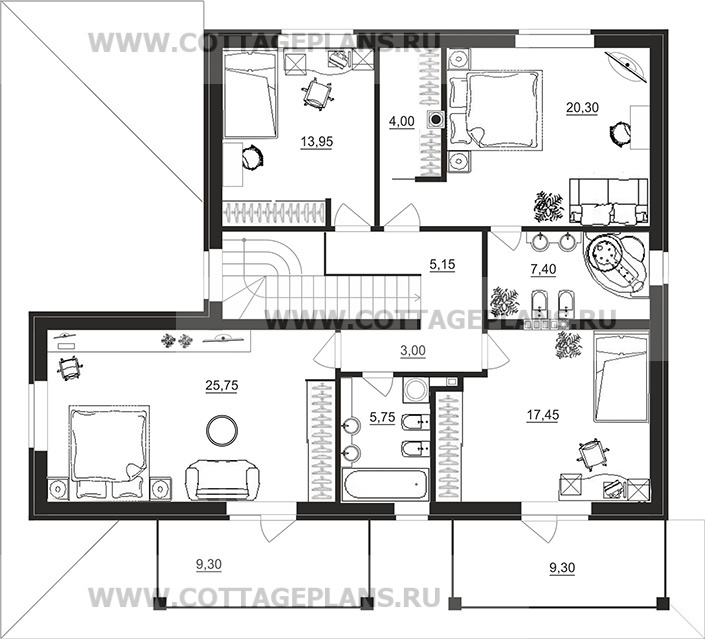Поэтажные планы проект дома 95-01 общ. площадь 230,70 м2