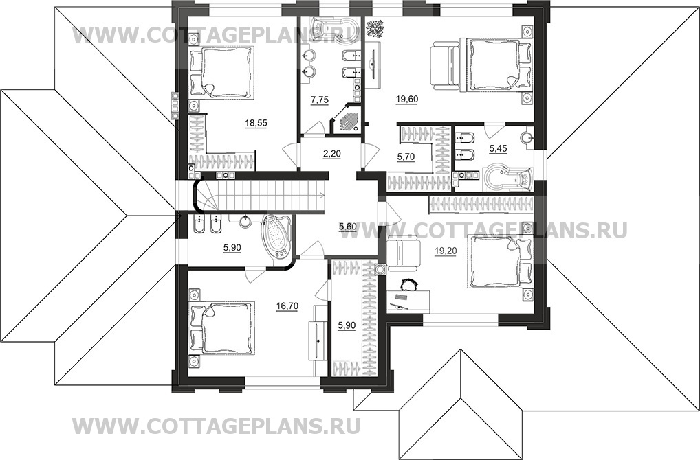 Поэтажные планы проект дома 105-39 общ. площадь 390,50 м2