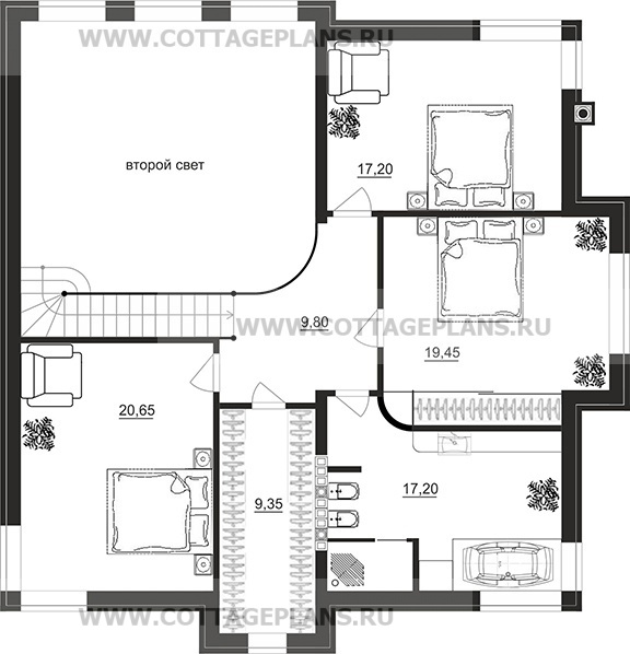 Поэтажные планы проект дома 204-54 общ. площадь 199,00 м2