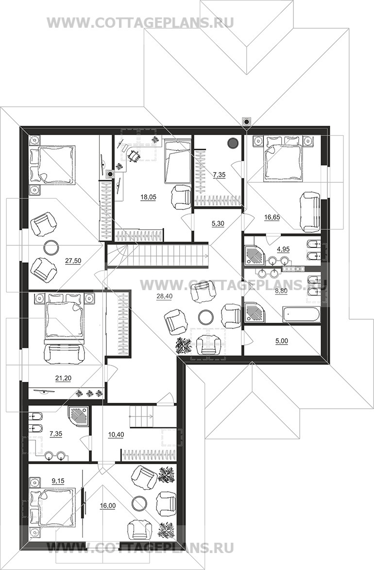 Поэтажные планы проект дома 75-61 общ. площадь 379,50 м2