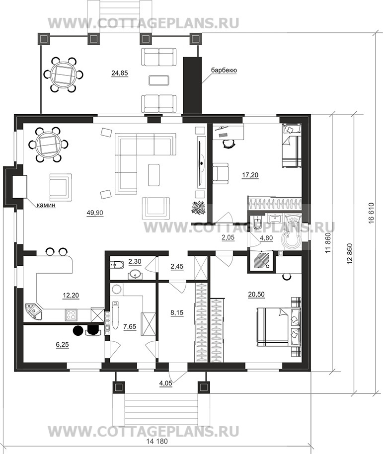Поэтажные планы проект дома 700-59 общ. площадь 133,45м2