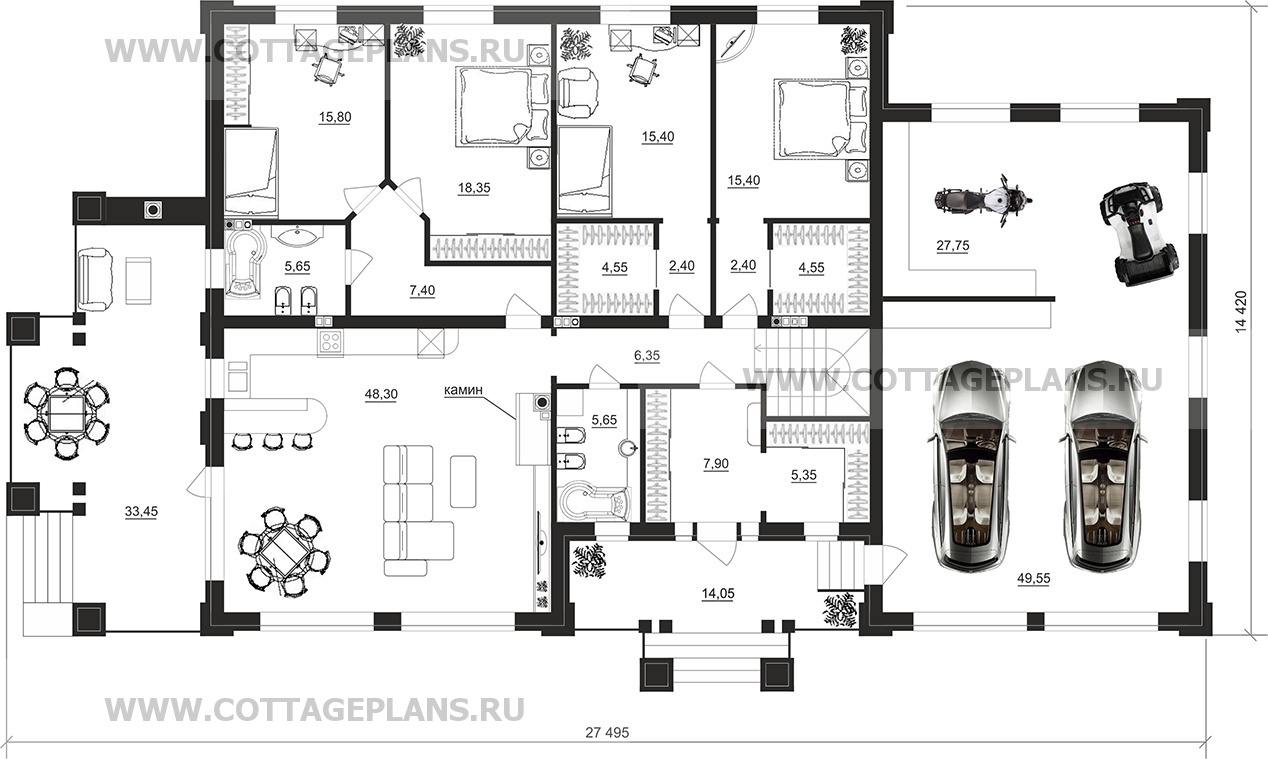 Поэтажные планы проект дома 91-94 общ. площадь 410,55 м2