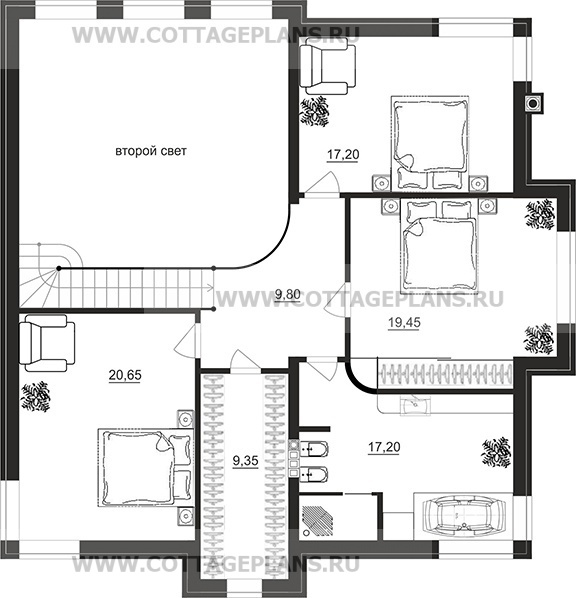 Поэтажные планы проект дома 104-54 общ. площадь 199,00 м2
