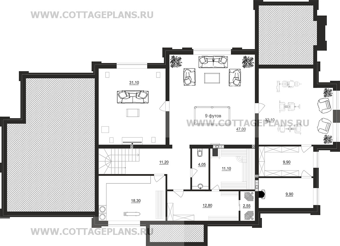 Поэтажные планы проект дома 205-04 общ. площадь 617,10 м2