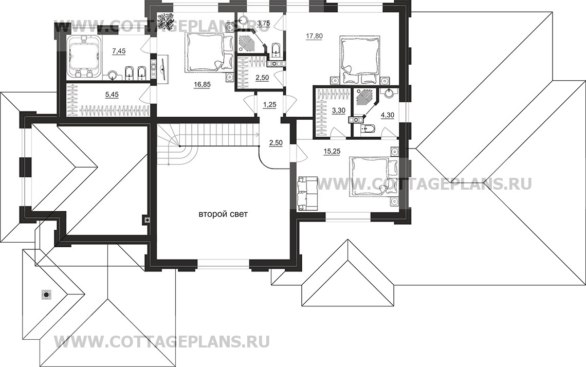Поэтажные планы проект дома 102-39 общ. площадь 279,8 м2