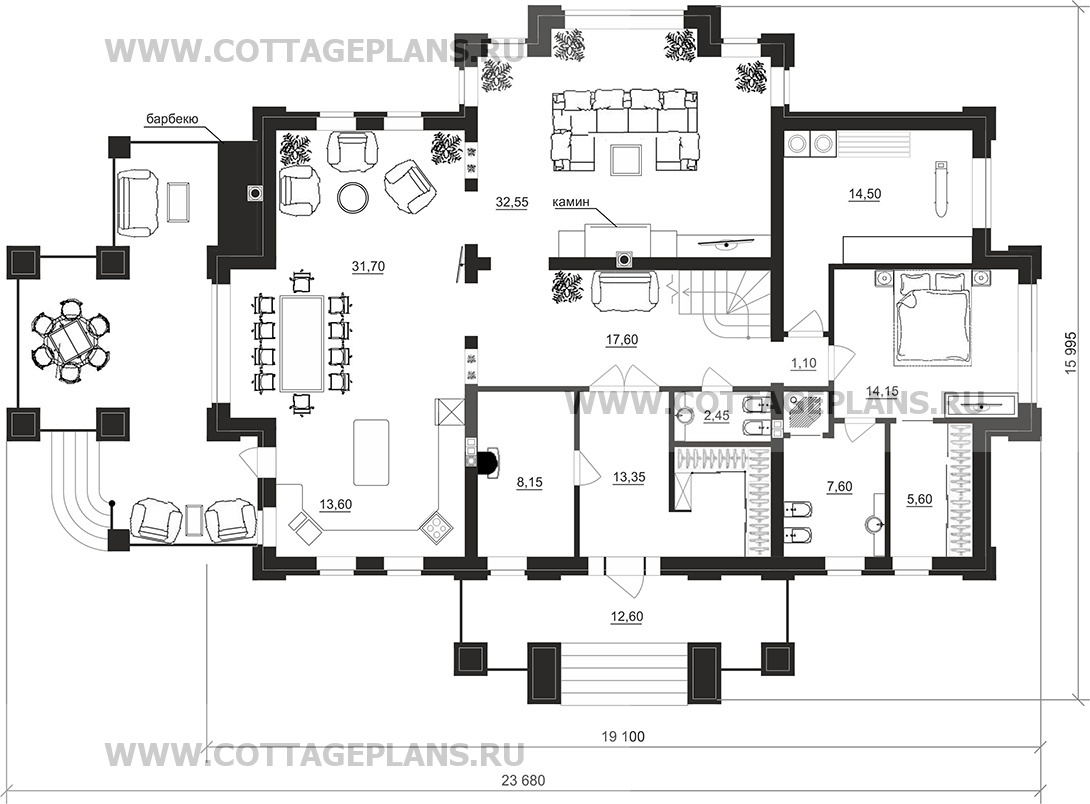 Поэтажные планы проект дома 102-25 общ. площадь 330,60 м2