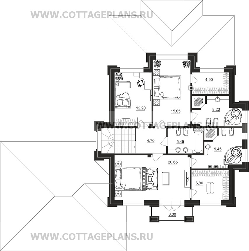 Поэтажные планы проект дома 201-93 общ. площадь 303,20 м2
