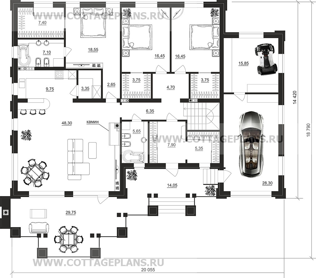 Поэтажные планы проект дома 08-88 общ. площадь 377,20 м2