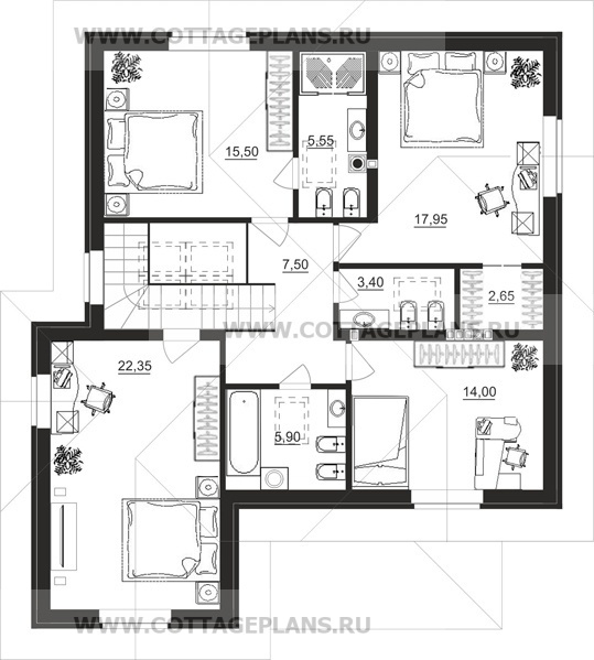 Поэтажные планы проект дома 16-62 общ. площадь 224,75 м2