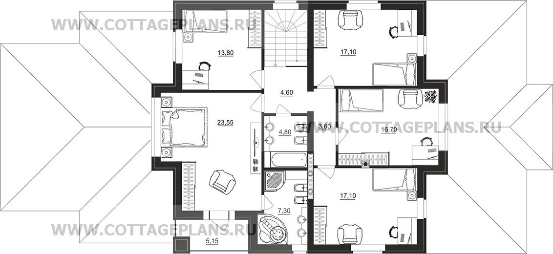 Поэтажные планы проект дома 71-92 общ. площадь 373,40 м2