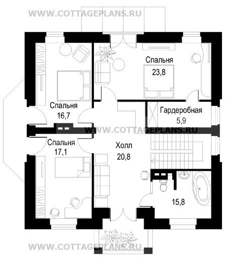 Поэтажные планы проект дома 47-22 общ. площадь 249 м2