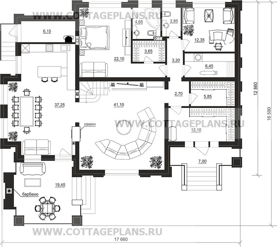 Поэтажные планы проект дома 202-34 общ. площадь 257,8 м2