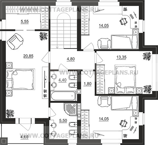 Поэтажные планы проект дома 75-04 общ. площадь 161,25 м2