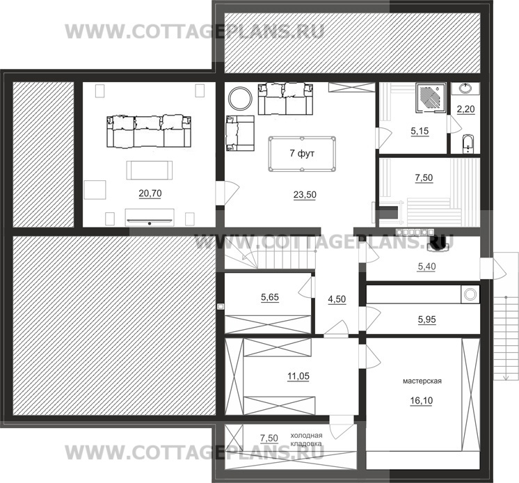 Поэтажные планы проект дома 16-96 общ. площадь 242,95 м2