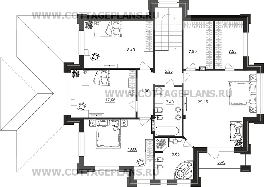 Поэтажные планы проект дома 100-80 общ. площадь 257,90 м2