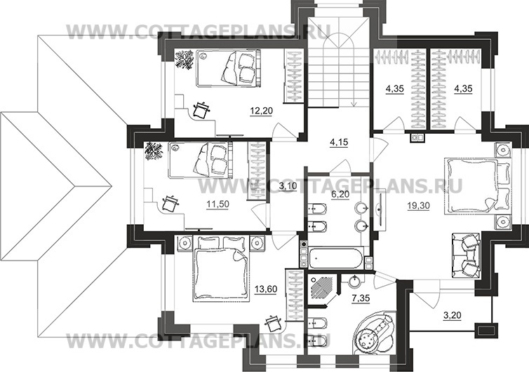 Поэтажные планы проект дома 200-78 общ. площадь 176,45 м2