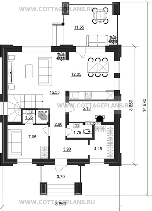 Поэтажные планы проект дома 206-56 общ. площадь 93,75м2