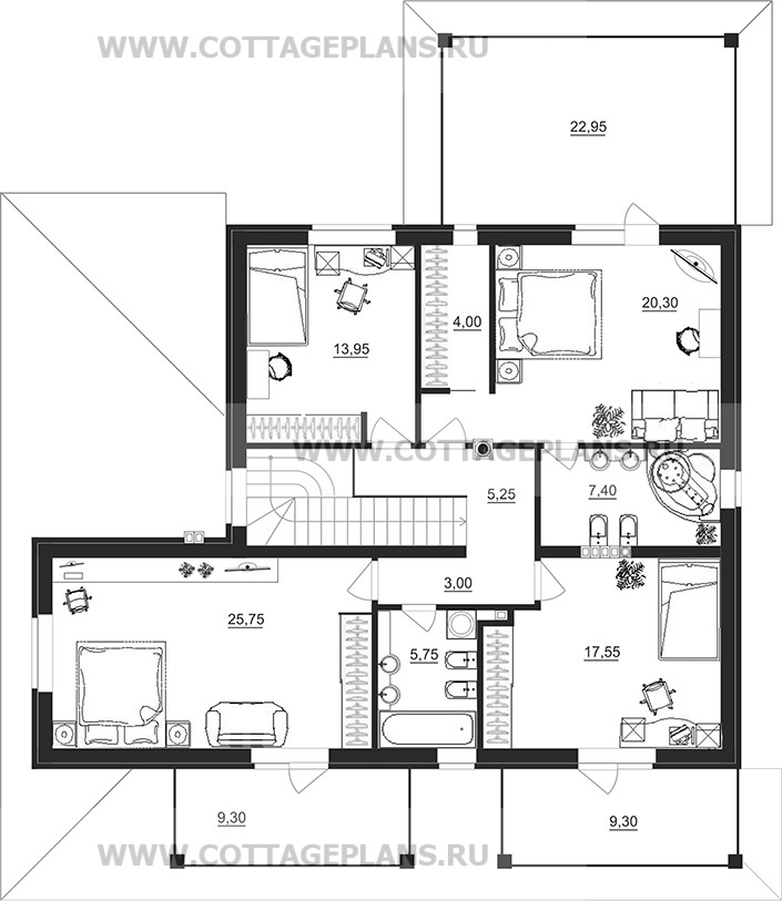 Поэтажные планы проект дома 75-00 общ. площадь 246,35 м2