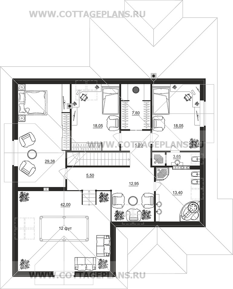 Поэтажные планы проект дома 75-63 общ. площадь 312,95 м2