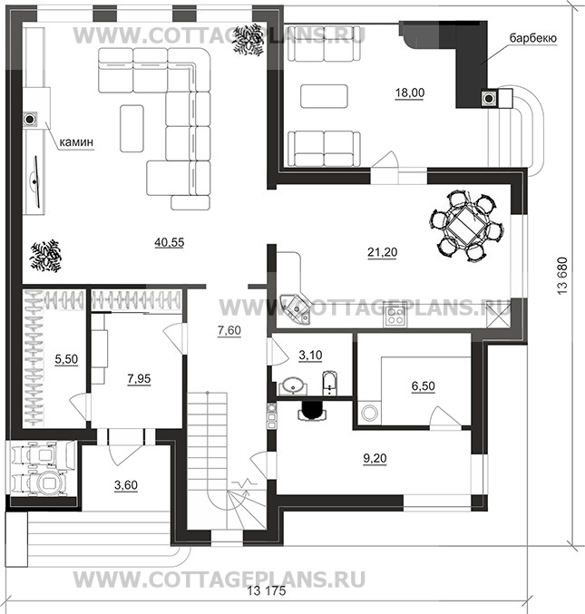 Поэтажные планы проект дома 204-54 общ. площадь 199,00 м2