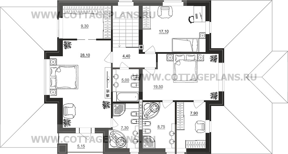 Поэтажные планы проект дома 71-95 общ. площадь 382,95 м2