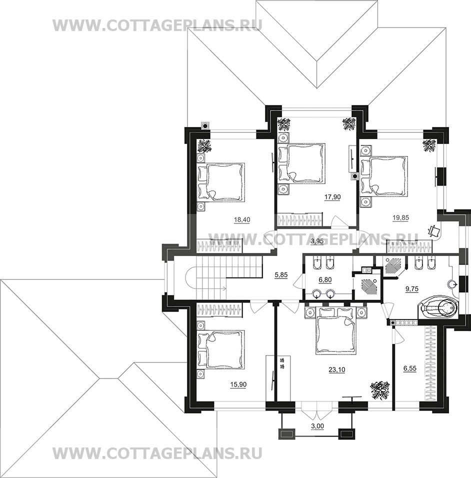 Поэтажные планы проект дома 100-95 общ. площадь 303,95 м2