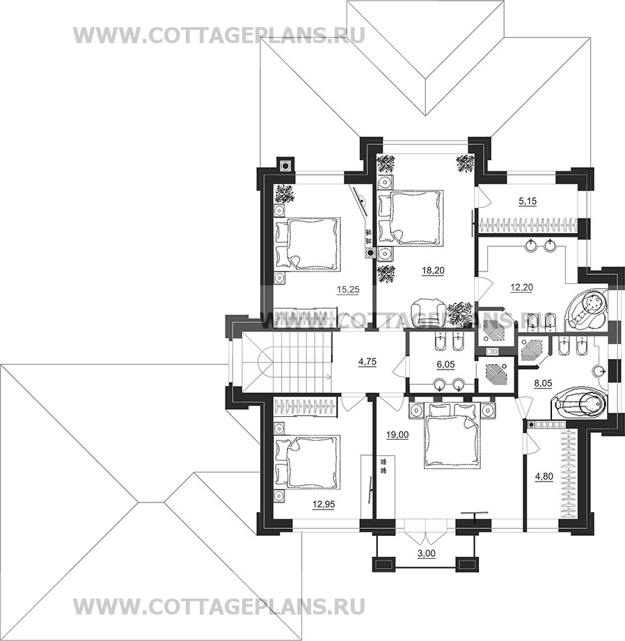 Поэтажные планы проект дома 201-94 общ. площадь 366,80 м2