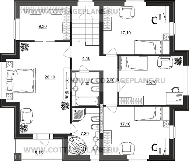 Поэтажные планы проект дома 93-87 общ. площадь 300,85 м2
