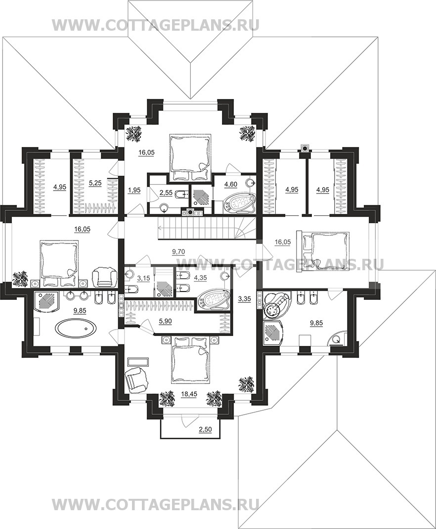Поэтажные планы проект дома 202-20 общ. площадь 328,90 м2