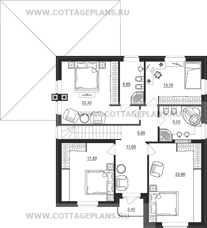 Поэтажные планы проект дома 95-23 общ. площадь 216,45 м2