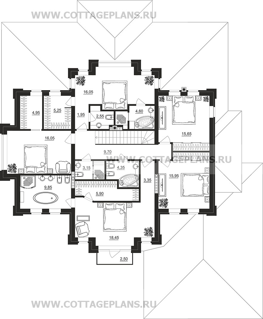 Поэтажные планы проект дома 203-17 общ. площадь 448,70 м2