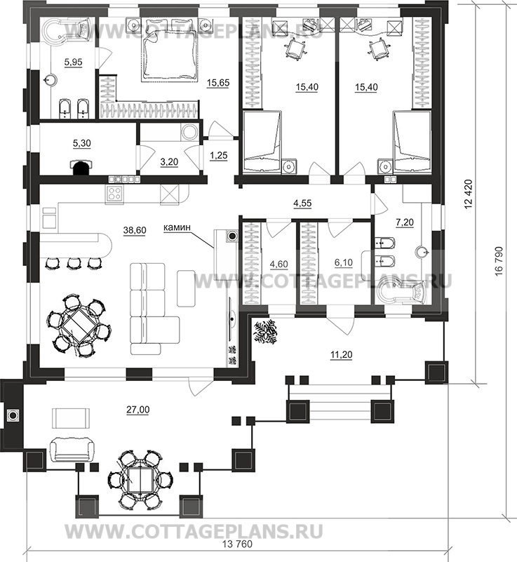 Поэтажные планы проект дома 07-80 общ. площадь 122,90 м2