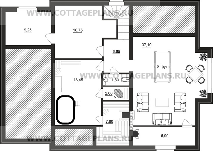 Поэтажные планы проект дома 76-66 общ. площадь 326,90 м2