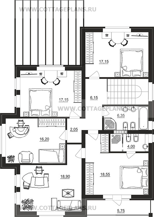 Поэтажные планы проект дома 97-51 общ. площадь 216,55 м2